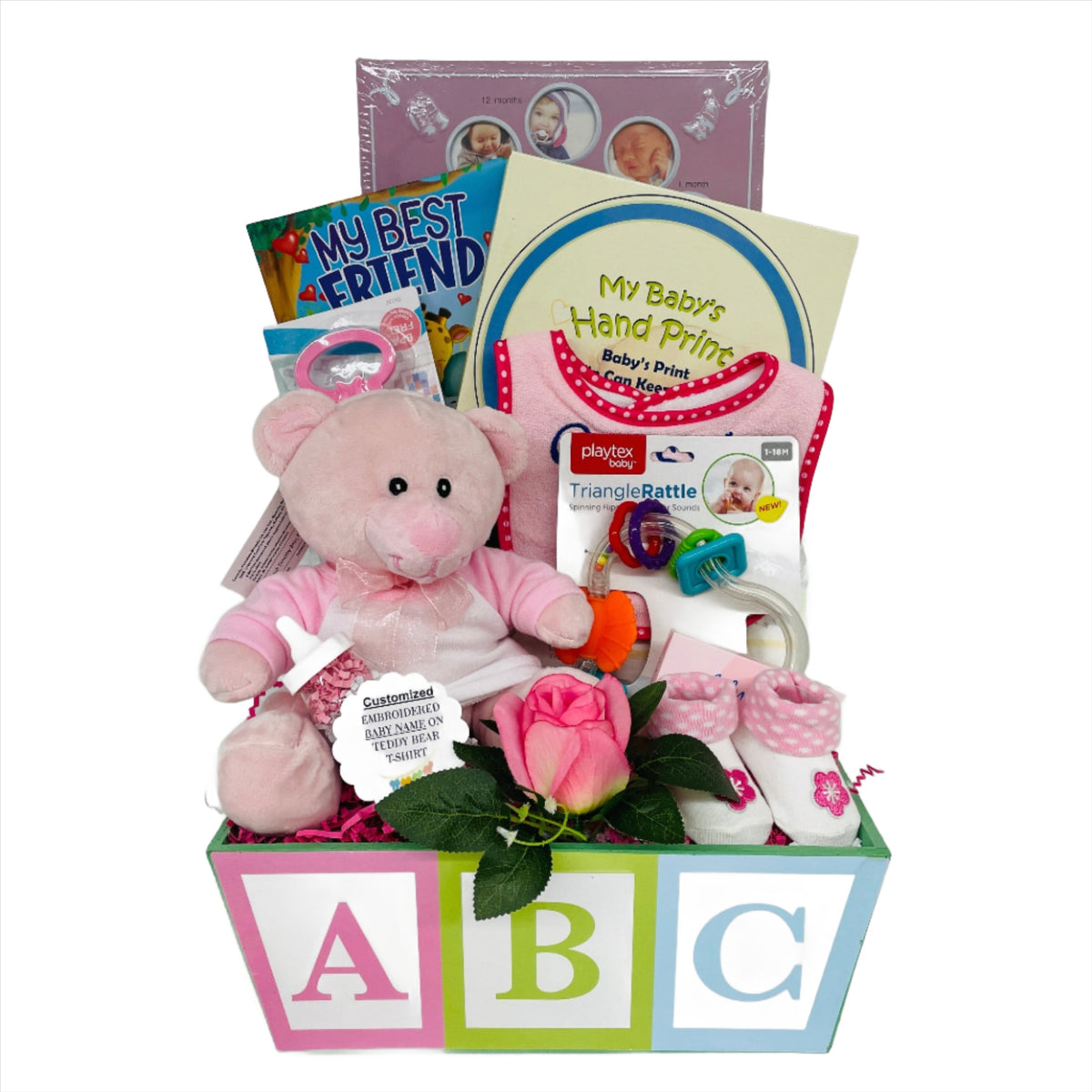 Baby Memories Embroidered Girl Gift Basket