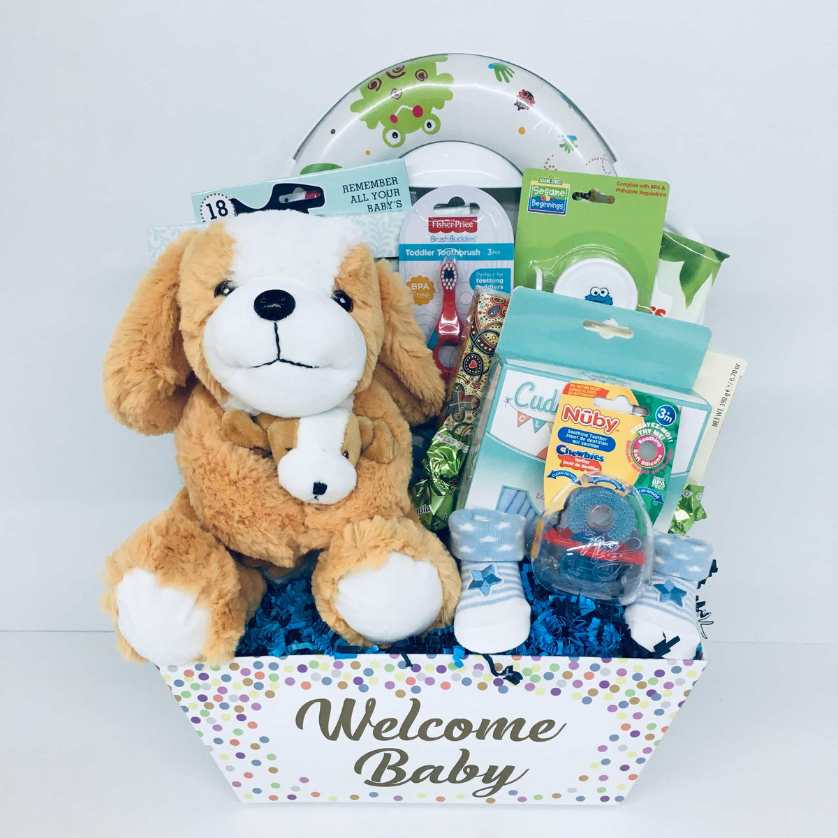 As You Grow! Blue Baby Gift Basket
